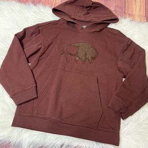 Cat & Jack Brown Buffalo Graphic Pullover Hoodie - Boys Size Small (6/7)